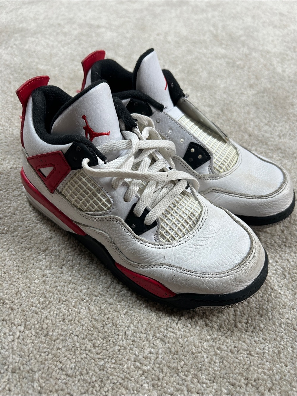 Jordan Kids White/Red/Black Retro-Style Sneakers